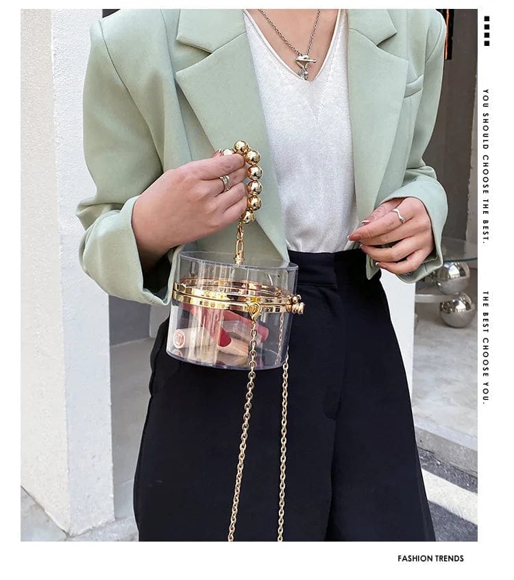 Round Evening Bag Acrylic Crossbody Bag Chain Elegant Clear Acrylic Clutch Bag Handbags Candy Color