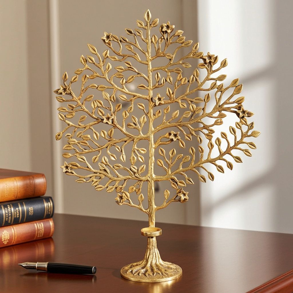 Brass Handmade Tree Table Showpiece - Home & Office Decor, Height : 20.6 Inch (BSMAS1298 E)
