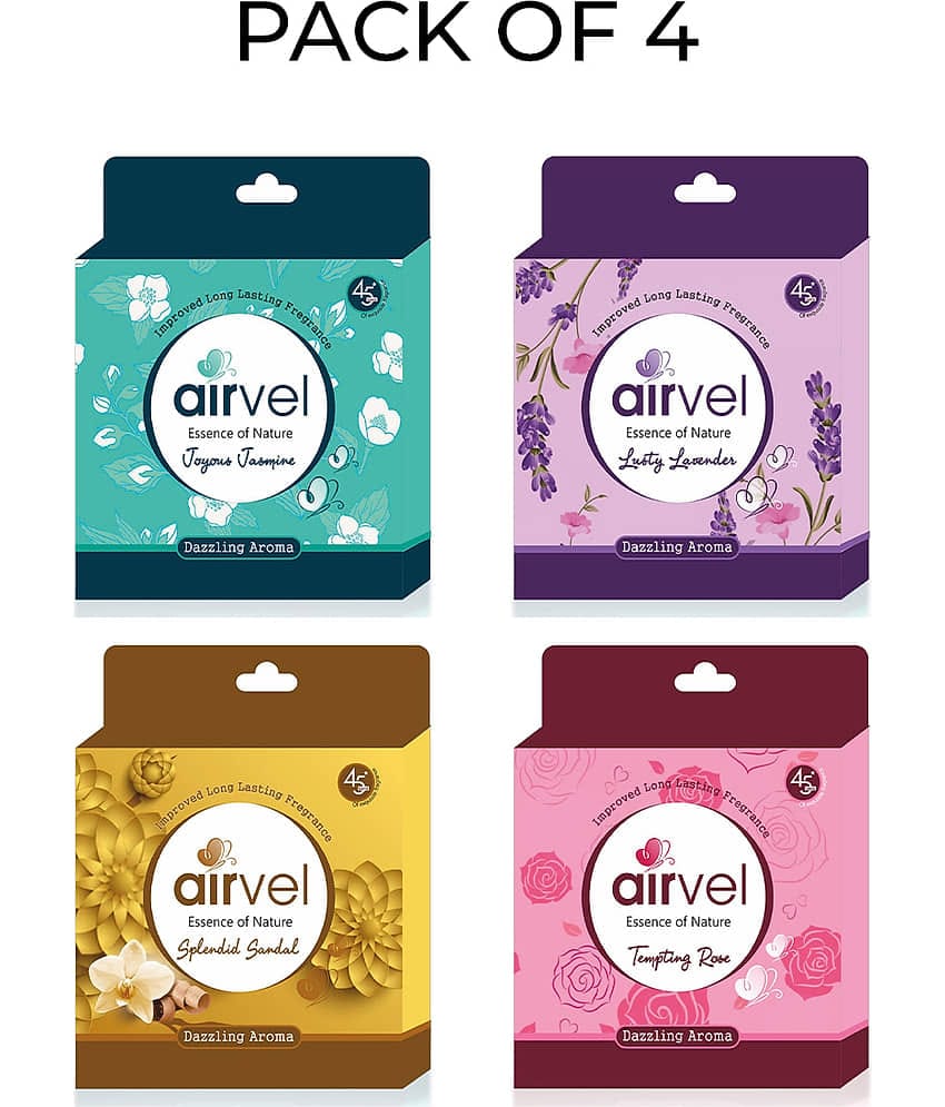 Airvel Bathroom Air Freshener Blocks Rose, Jasmine, Sandal & Lavender Fragrances 75g ( Pack of 4 )