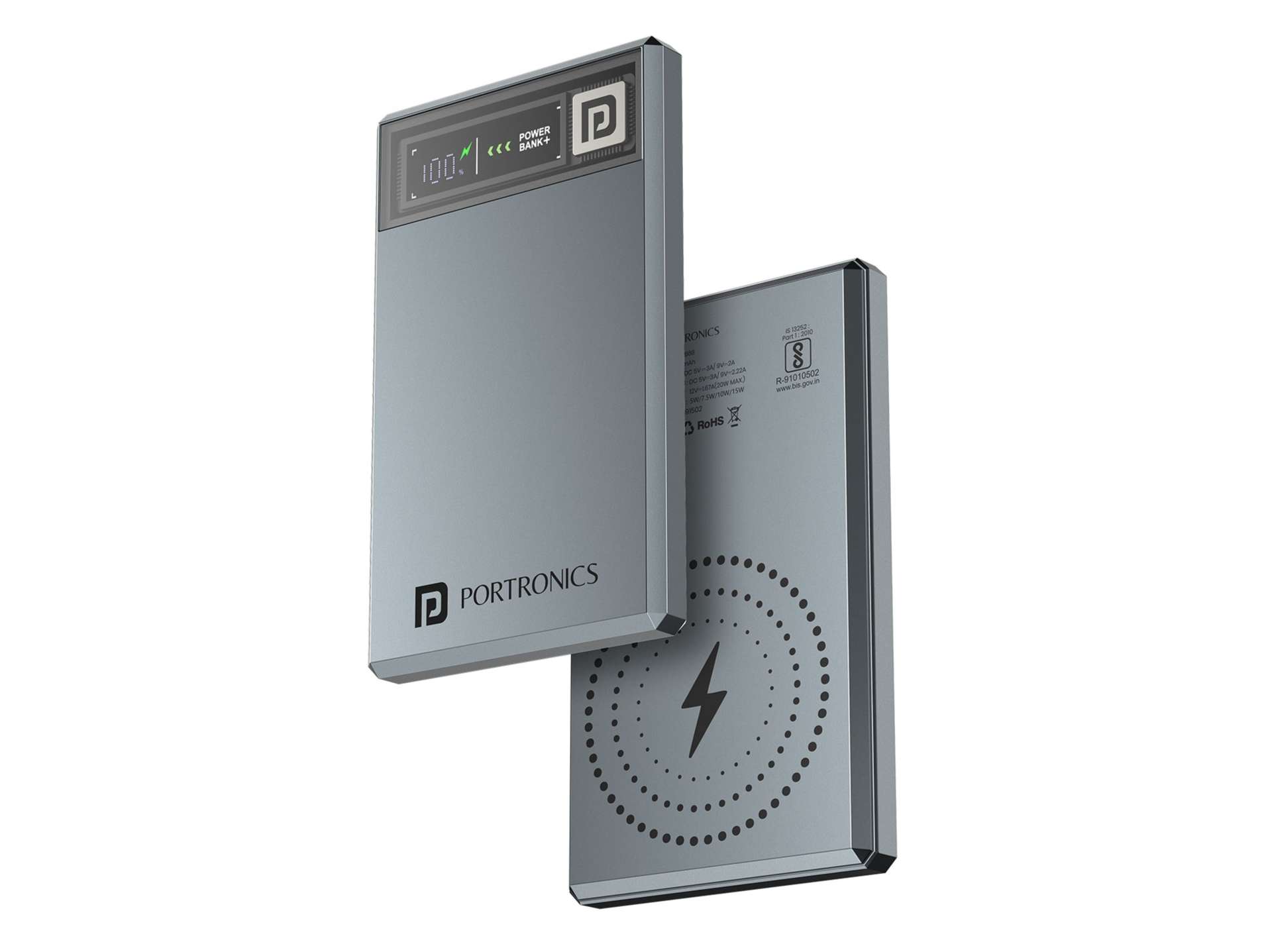 Portronics Luxcell Magclick 5K Dark Grey 15W Wireless Output, 20W Type C Wired Output, LED Display, Magnetic Compatible