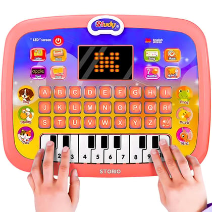 Learning Education Computer Piano Laptop Toy with Led Screen & Music Computer Tablet for Kids 5 Year Toddlers Baby Laptop Fun Activity Gift Toys 2-6 Years Boy Multicolor