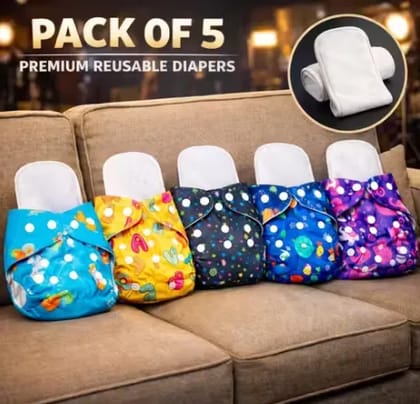 PREMIUM DIAPER PACK OF 5 WITH SUPER ABSORPTION INSERT