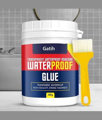 Crack Seal Glue 300gm with Brush Transparent Waterproof Resin Epoxy for Roof Leakage Crack Seal Agent Roof Water Leakage Solution Water Proof Glue for Waterproofing