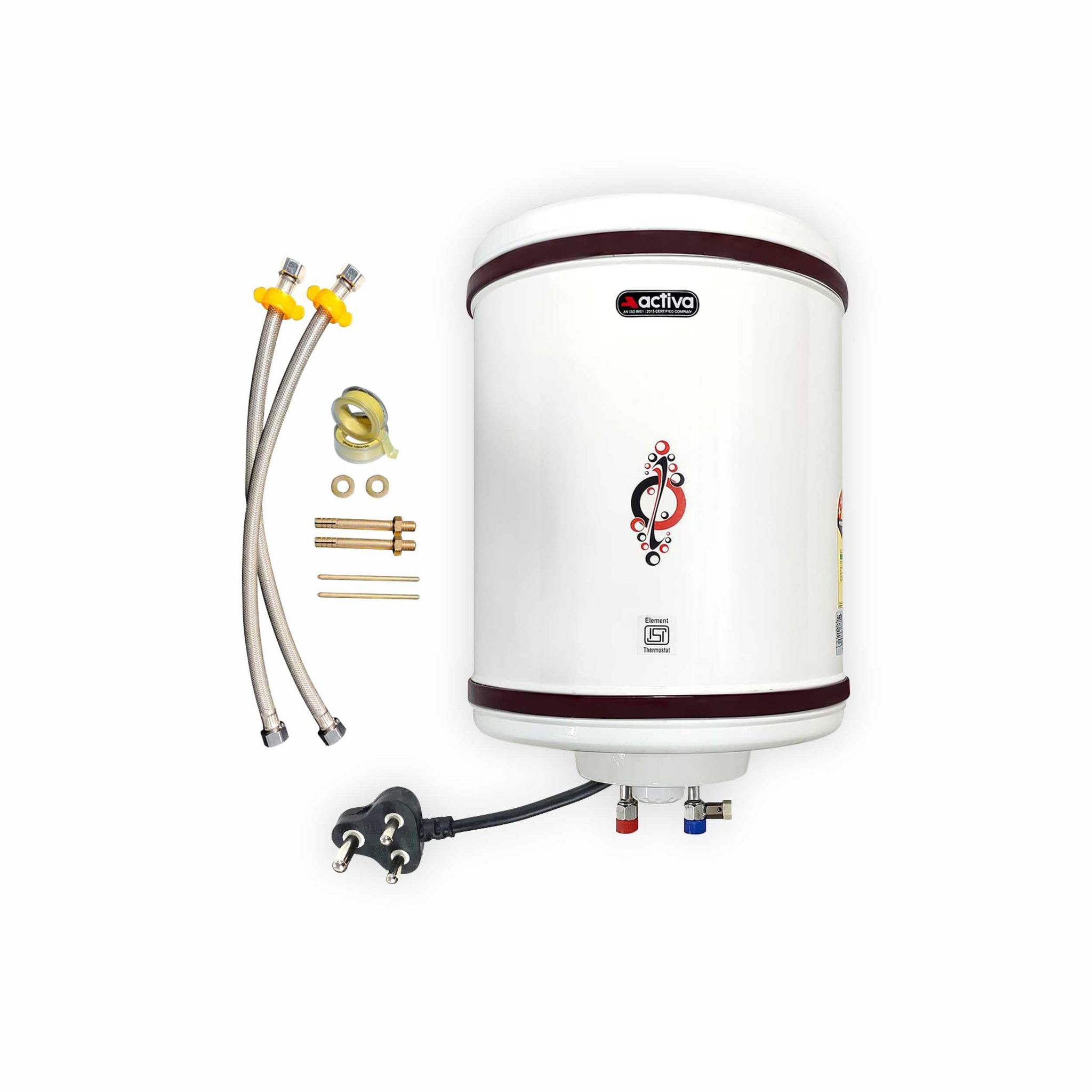 ACTIVA 35 L Storage 2 KVA BEE 5Star Rating Geyser (0.8mm SS Tank) with Special Anti-Rust Coating Metal Body, Hotline/Crystal vory, Free Installation Kit, Adjustable Outer Thermostat, 5Year Warranty ACTIVA 35 L Storage 2 KVA BEE 5Star Rating Geyser (0.8mm