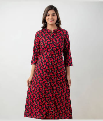 MAUKA - Red Rayon Women's Front Slit Kurti ( Pack of 1 )