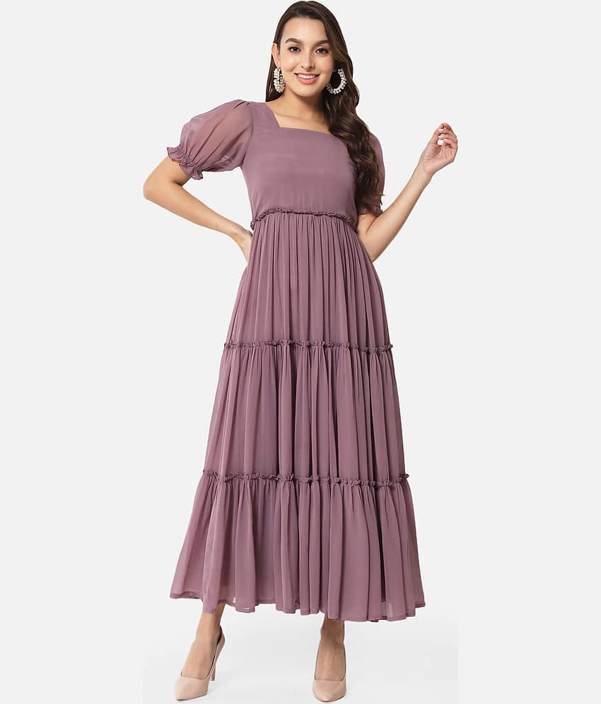 ALL WAYS YOU Women Georgette Solid Gown ( Purple )