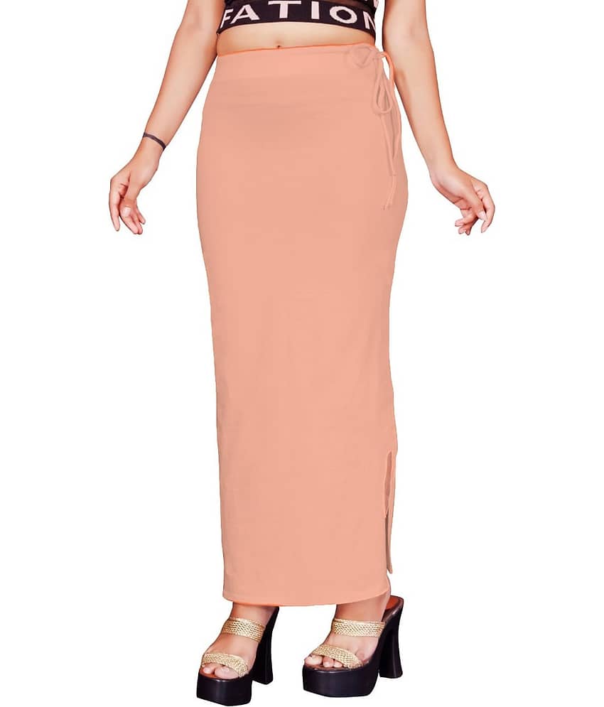 DELTIN HUB Peach Lycra Petticoat - Single