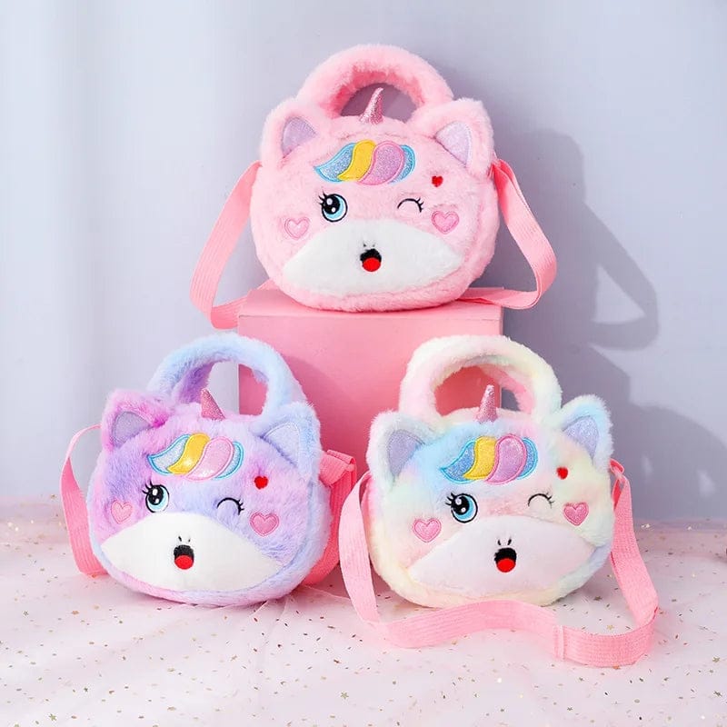 Cute Plush Unicorn Messenger Bag Mobile Phone Storage Coin Purse Kid Fur Purses And Handbags Little Girls