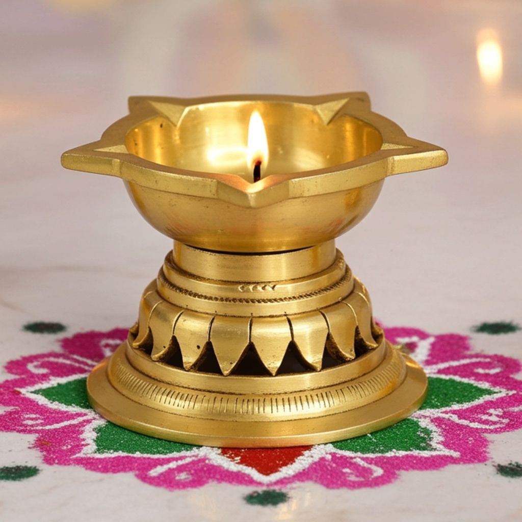 Brass Table Decor Panchmukhi Stand Deepak, Oil Lamp  - Five Face Oil Lamp for Temple Aarti, Height : 3 Inch (BSMAS1503 D)