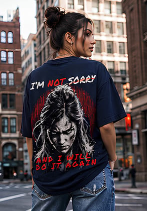 Hue Nox Women's Navy The Rebel Girl Graphic Oversized T-Shirt