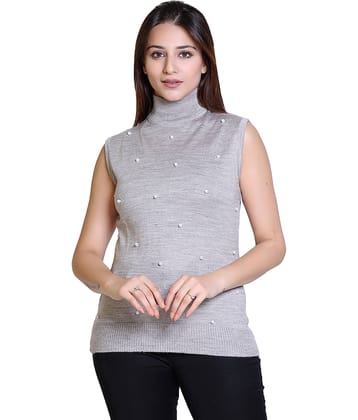 Varenyam Acrylic Grey Buttoned Cardigans -