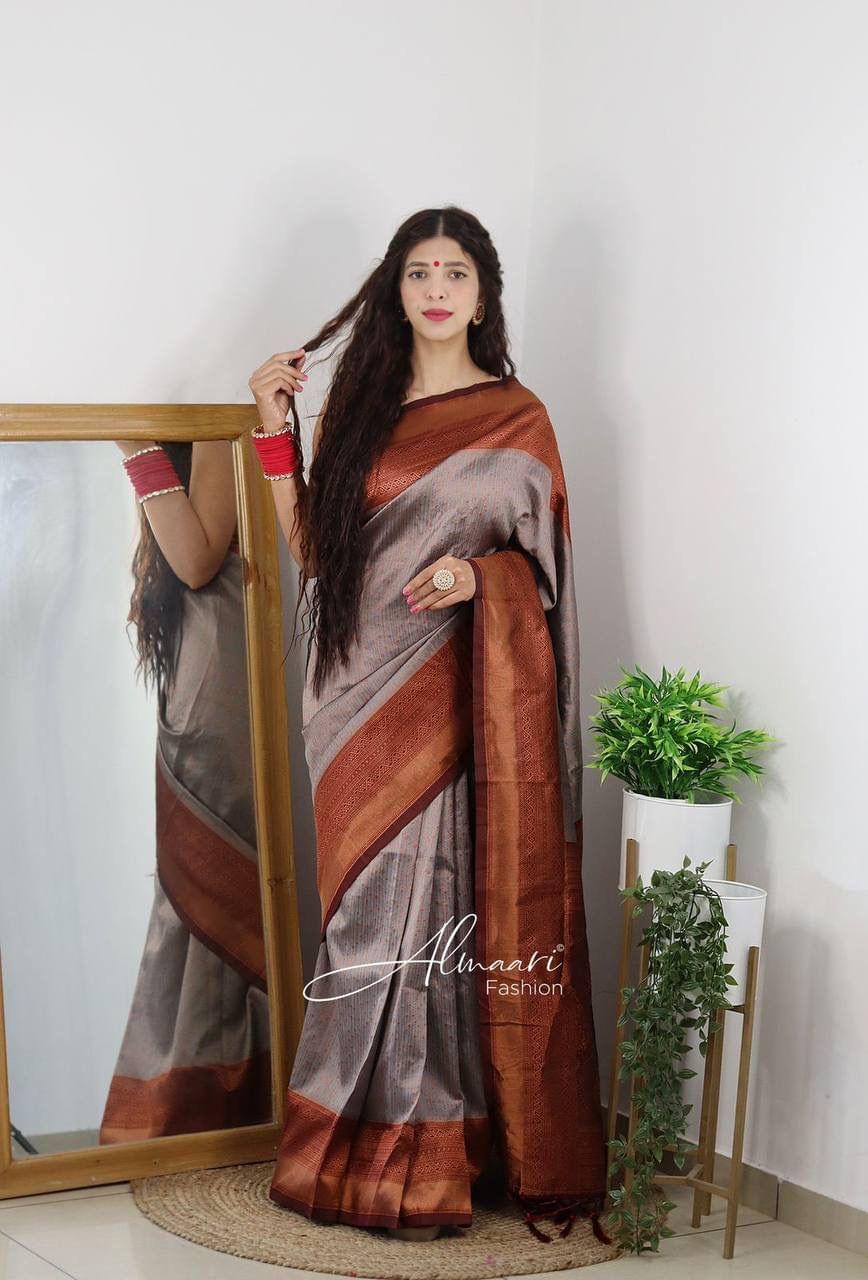 Zari Work Silk Saree With Blouse Piece