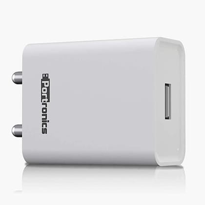 Portronics Adapto 62 POR-1062 USB Wall Adapter with 2.4A Fast Charging Single USB Port Without Cable for All iOS & Android Devices