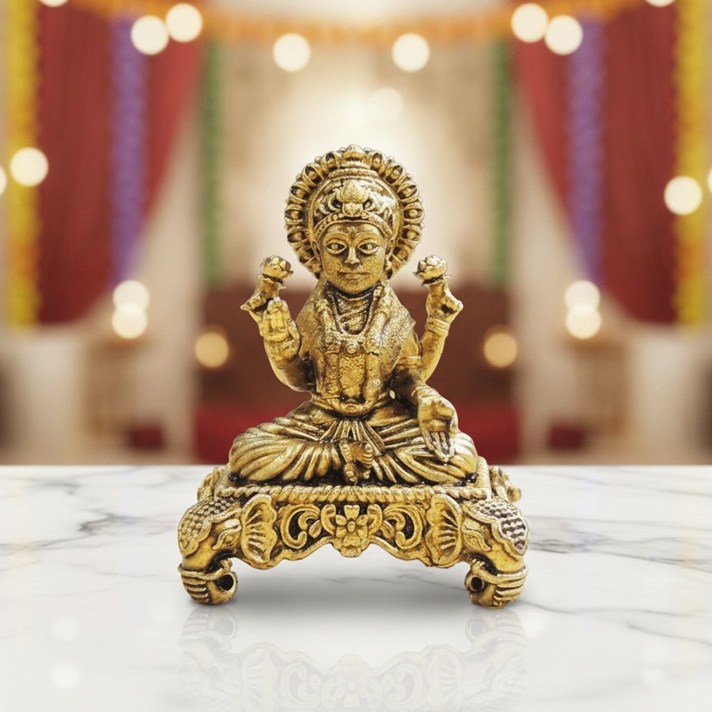 Mini Brass Laxmi Ji Idol Statue for Diwali Pooja & Gifting, Height : 2 Inch (BSMAS1925 L)