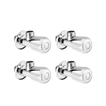 Orvos Angle Valve, Hexagonal, Premium 304 Stainless Steel Chrome Plated Body with Full Brass Cartridge Inside, Set of 4, for Hot & Cold Supply to Geysers, Sinks, Basins and Flush Tanks Orvos Angle Valve, Hexagonal, Premium 304 Stainless Steel Chrome Plated Body with Full Brass Cartridge Inside, Set of 4, for Hot & Cold Supply to Geysers, Sinks, Basins and Flush Tanks