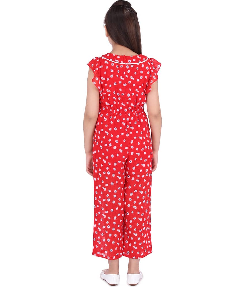 Cutecumber Girls Georgette Jumpsuit ( Pack of 1 , Red )