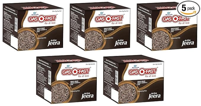 Mankind Gas-O-Fast For Relieving Acidity Active Jeera- 24x 5gSachet x Pack of 5