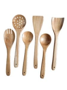 Handicraft Exim Wooden Kitchen Utensil Set (6-Piece) | Natural & Durable | Essential Cooking Tools