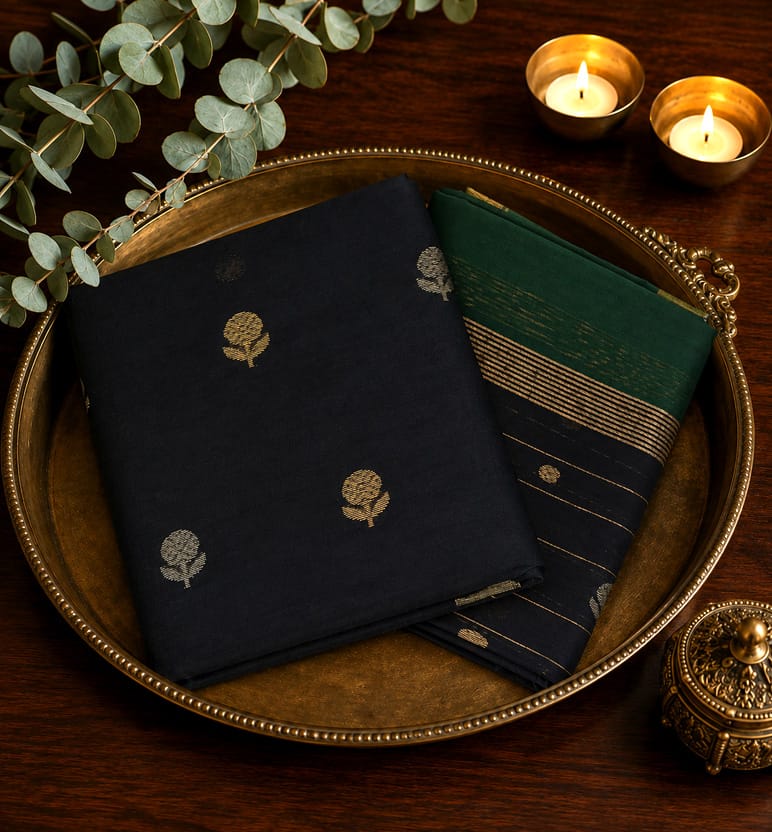 Handloom Chanderi Unstitched 2-Piece Cotton by Silk Mercerized Suit Set
