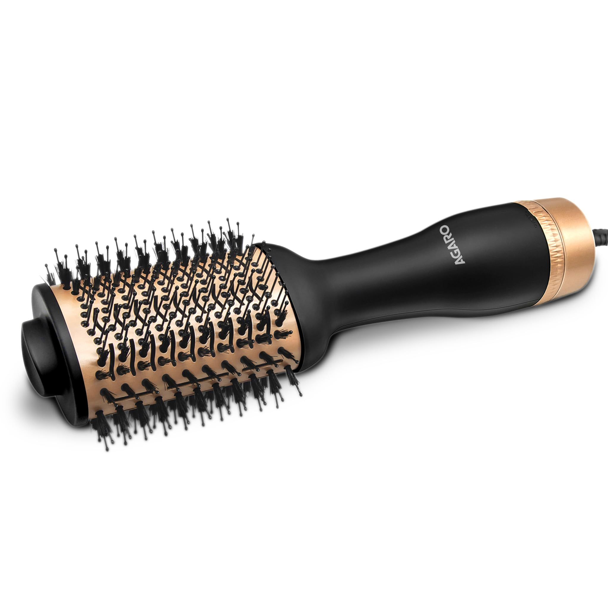 AGARO HV2179 Hot Air Brush for Hair, Blow Dryer Brush, Volumizer & Styler, 360° Airflow Vent, Oval Barrel for Hair Volume, Charcoal Bristles, Ceramic Coating Brushing Head, 1200W, Gold & Black AGARO HV2179 Hot Air Brush for Hair, Blow Dryer Brush, Volumi