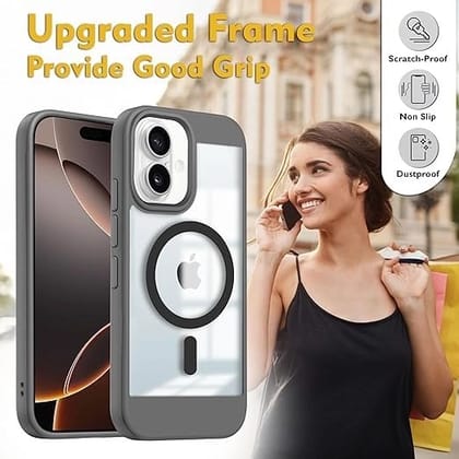 iPhone 16 Plus Case | Wireless Charging Case | Grey Slim Shockproof Cover | Durable Protection for iPhone 16 Plus | Impact-Resistant, Lightweight Design - Grey