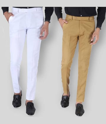 SREY - White Polycotton Slim - Fit Men's Trousers ( Pack of 2 )