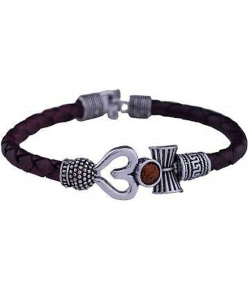 Rudraksha Om Trishul and Damroo Silver Shiva Kada Bracel et for Men and Women (Please purchase only through authentic seller "Bhardwaj Retails", for good quality products.