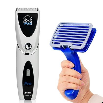 cature Care by Nature Codos Kk Codos-8000 Low Noise Rechargeable Trimmer Shaver Razor Grooming Clipper Kit For Dog/Cat/Pet, White;Black, And Free Slicker Brush cature Care by Nature Codos Kk Codos-8000 Low Noise Rechargeable Trimmer Shaver Razor Grooming