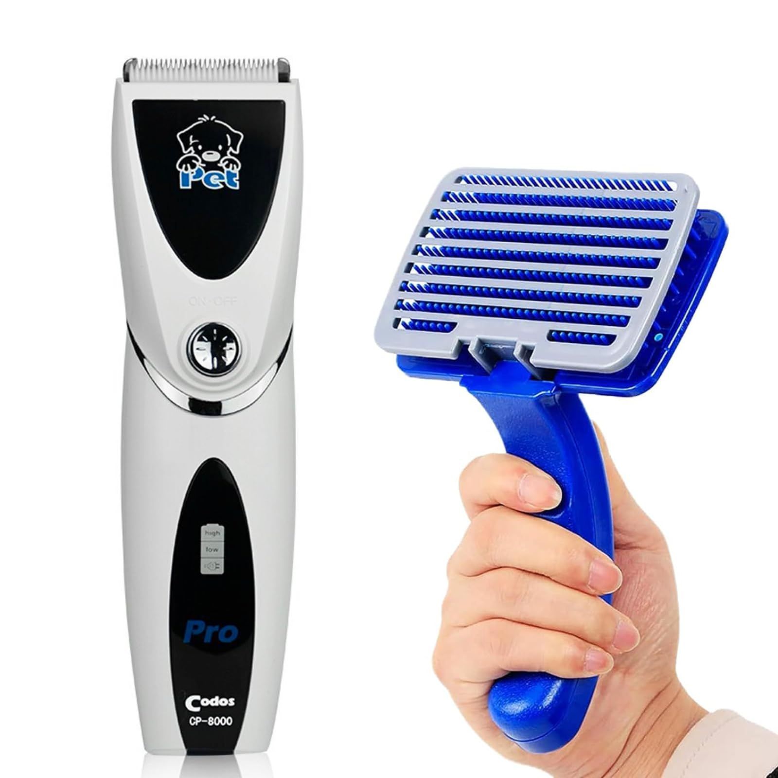cature Care by Nature Codos Kk Codos-8000 Low Noise Rechargeable Trimmer Shaver Razor Grooming Clipper Kit For Dog/Cat/Pet, White;Black, And Free Slicker Brush cature Care by Nature Codos Kk Codos-8000 Low Noise Rechargeable Trimmer Shaver Razor Grooming