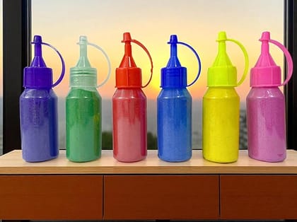 Rangoli Powder Bottle Set 6 Squeeze Bottles for Diwali, Navratri, Pongal, Pooja & Mandir Decoration (Multicolor) Rangoli Powder Bottle Set 6 Squeeze Bottles for Diwali, Navratri, Pongal, Pooja & Mandir Decoration (Multicolor)