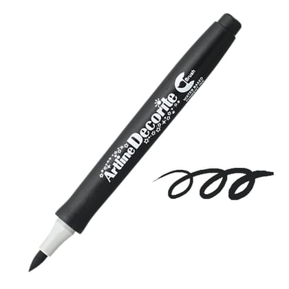 Artline Decorite Metallic Brush Marker Pack of 12 (Black Colours) | Popular Choice For Artists And Crafters