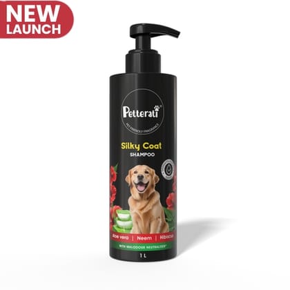 Petterati Silky Coat Dog Shampoo for Healthy, Shiny & Soft Fur, Malodour Neutraliser, pH Optimized - 1000ml