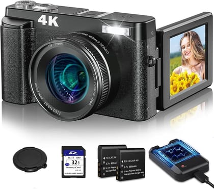 AiTechny 4K Digital Camera For Autofocus Photography, 48Mp 128 GB Vlogging Camera With Anti-Shake Sd Card, 3 Inch 180 Compact Video Camera For Travel, Digital Camera With 16X Zoom AiTechny 4K Digital Camera For Autofocus Photography, 48Mp 128 GB Vlogging
