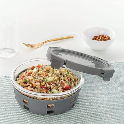 Borosil Klip N Store Plus 400 ml Round Glass Food Storage Container with Air Tight Glass Lid | Microwave & Dishwasher Safe | Transparent Borosil Klip N Store Plus 400 ml Round Glass Food Storage Container with Air Tight Glass Lid | Microwave & Dishwasher Safe | Transparent