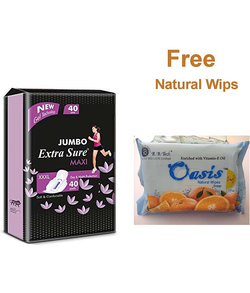 EXTRA SURE MAXI Sanitary Pad Jumbo XXXL Full Size Pack of 40 XXL 40 Sanitary Pads