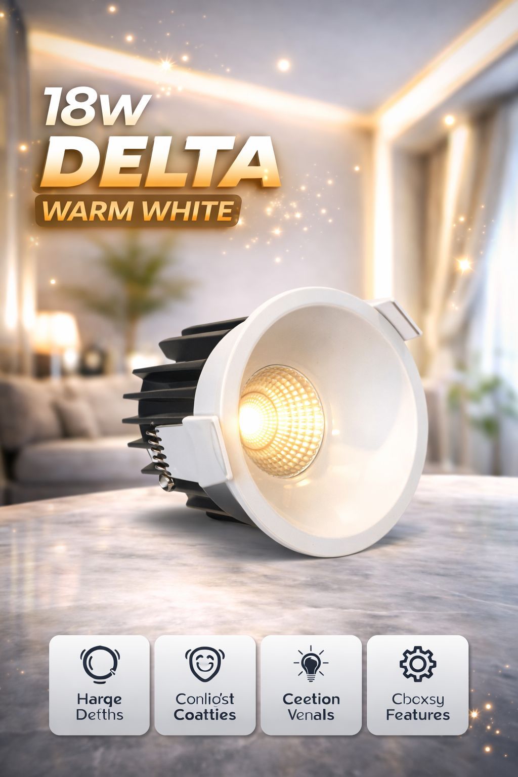 SPARKWORLD 18W LED Deep COB Light Recessed Downlight (Warm White, White Body) for POP/False Ceiling in Home, Showroom, and Commercial Interiors