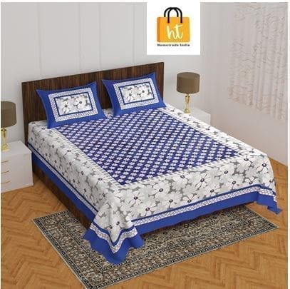3001-Hometrade India-Standard King Size (90*108 Inches) Double Bedsheet With 2 Pillow Cover-RJ-14-Jaipur lining-3974