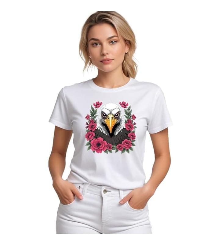 Women's Polyester Solid Printed Round Neck Half Sleeve T-Shirt (White, M)-PID55671