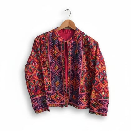 Traditional Embroidered Mirror-Work Ethnic Jacket