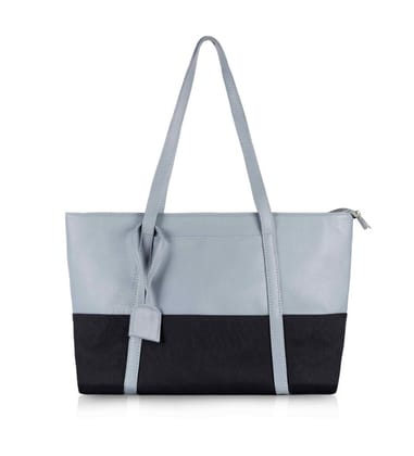 Women's Faux Leather Large Shoulder Zipper Handbag (Light Blue)