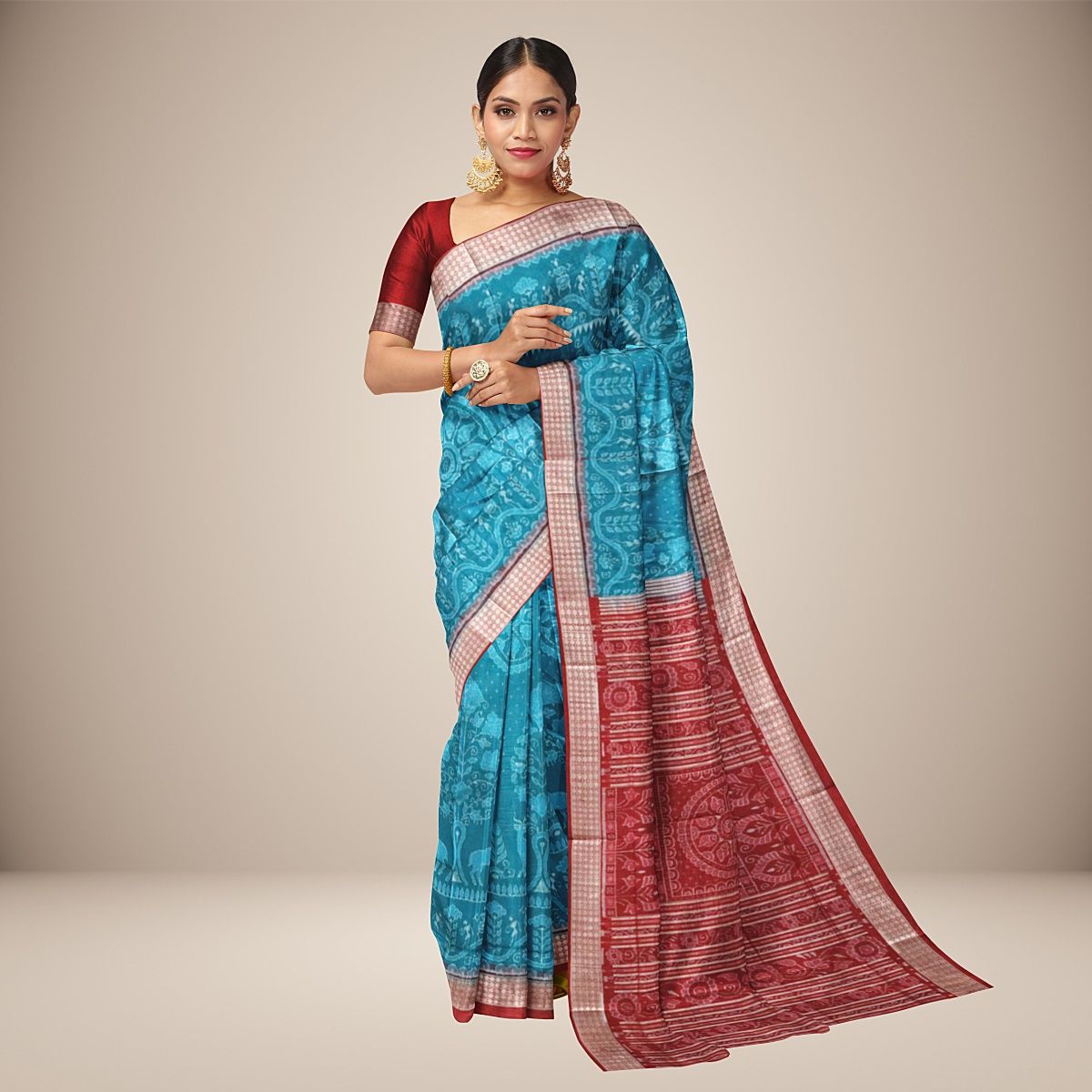 Intricate Multi Themed Motif Sambalpuri Silk Saree