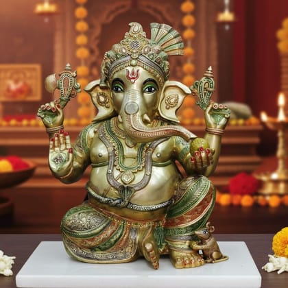 Brass Showpiece Ganesh Ji Statue Idol (BSMAS1499 A)
