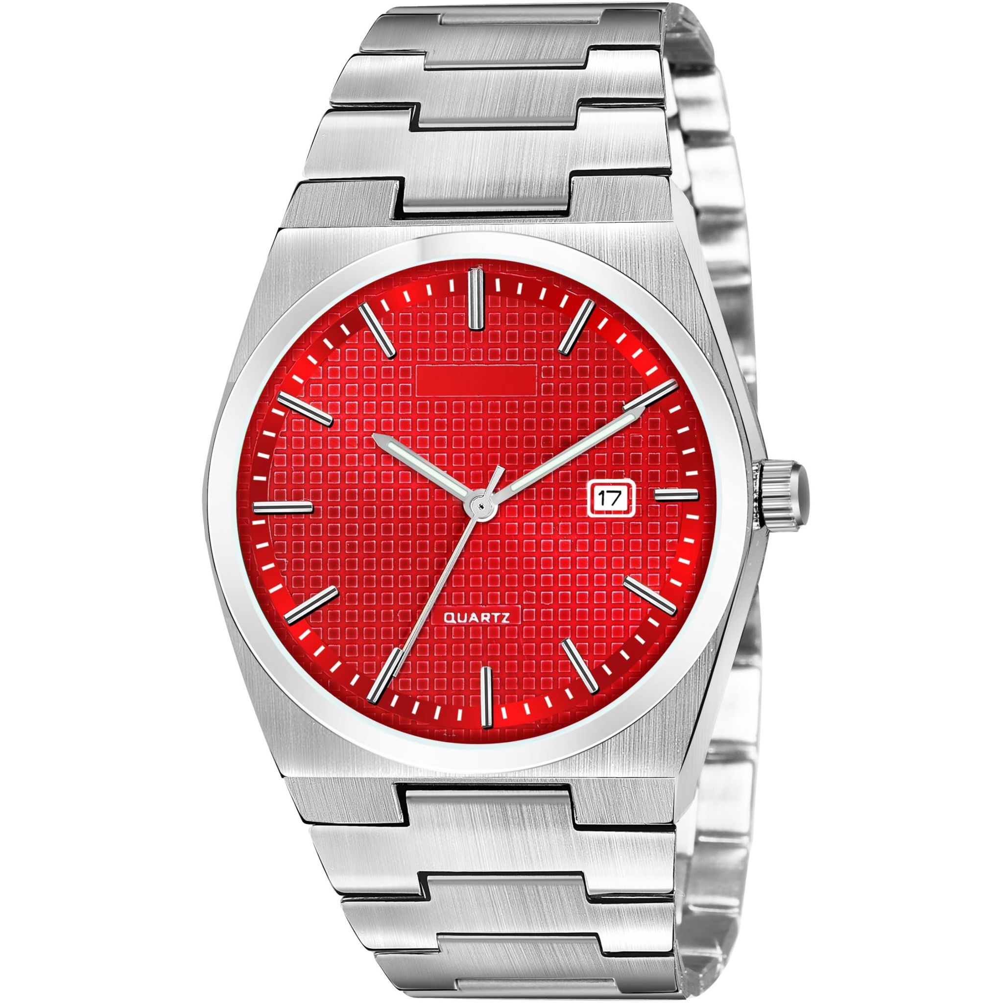 Red Dial Date Function Analog Watch for Men LR161