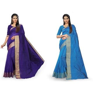 SVB Sarees Multicolour Art Silk Saree With Blouse Piece