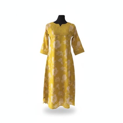 Mustard Yellow Floral Printed Kurti