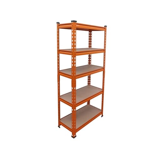 BonKaso Adjustable Set of 5-Shelf Metal Storage Shelving Unit, Steel Bootless Rivet Utility Display Rack