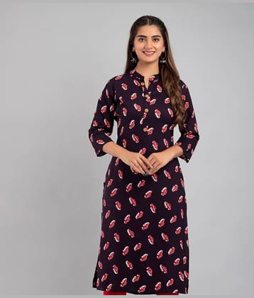MAUKA - Blue Rayon Women's Straight Kurti ( Pack of 1 )