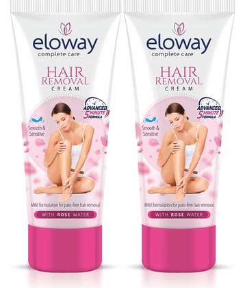 Eloway Hair Removal Cream-Gentle & Effective Hair Remover for Women, Soft skin Pack of 2 (60g Each)