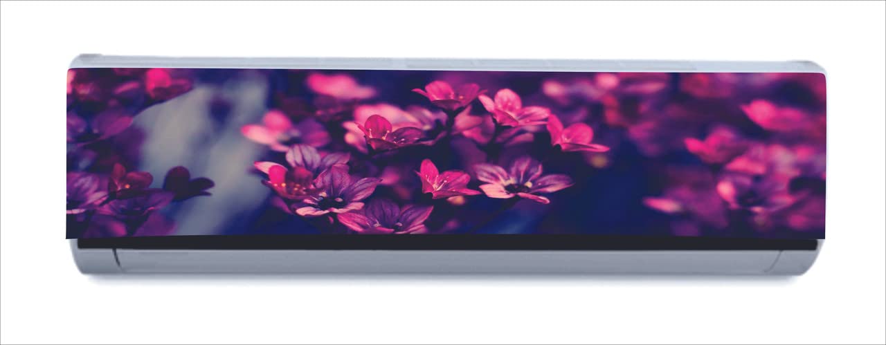 DreamKraft Decorative Beautiful Pink Flowers with Dark Background AC Sticker (Multicolor PVC Vinyl, 30cm X 91cm)