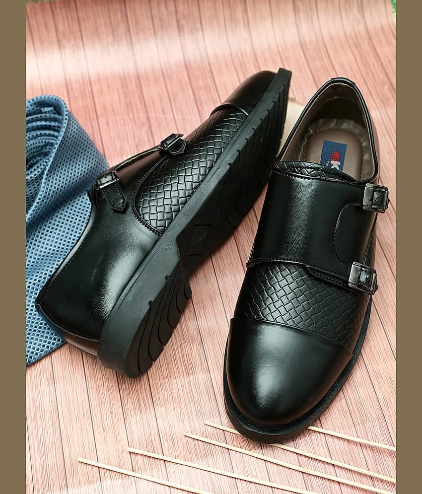 Karsun Black Men's Monk Strap Formal Shoes